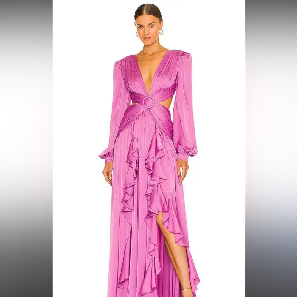 PatBO Pink Ruffled Maxi Dress